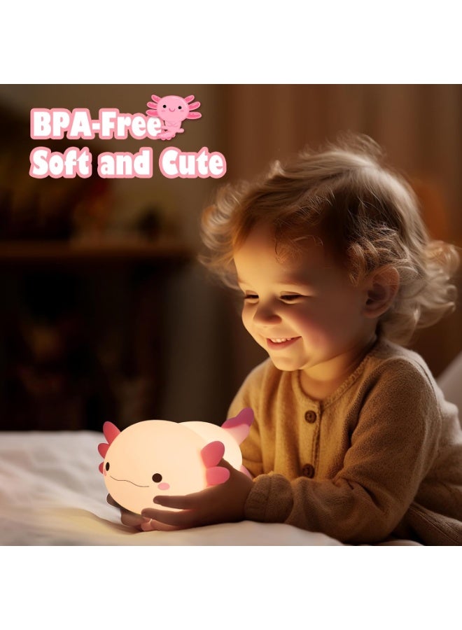Axolotl Gifts, Cute Axolotl Night Light for Kids, Animal Silicone Nursery Night Lamp, Cute Room Decor Night Light for Kids Girls Boys Birthday Christmas Gifts - Image 5